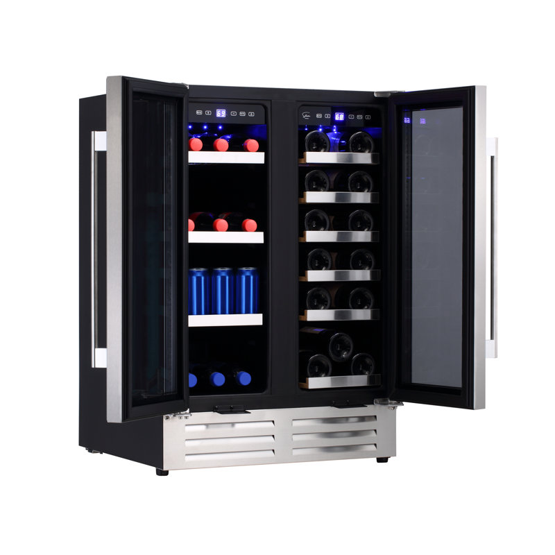 Sollevare Dual Zone 23.53'' 18 Bottle Wine & Beverage Refrigerator with French Doors