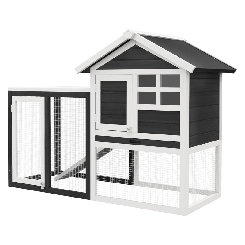 Cage à lapin en bois avec toit en asphalte imperméable 48 po PawHut