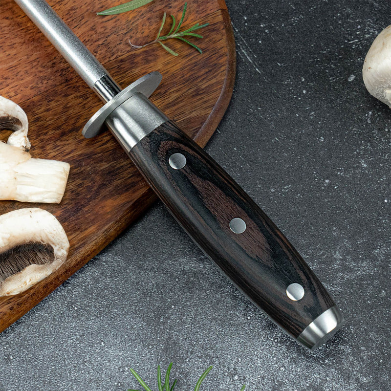 Acier à aiguiser professionnel avec poignée en bois fini - Collection Imperial - Aiguisoir universel - Couteaux Senken