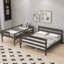 Wood Twin XL over Queen Bunk Bed with Ladder, Grey