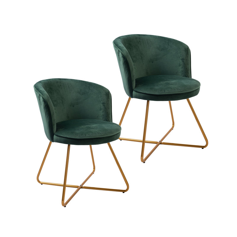 18.91'' H Velvet Upholstered Armchair, Green, 1