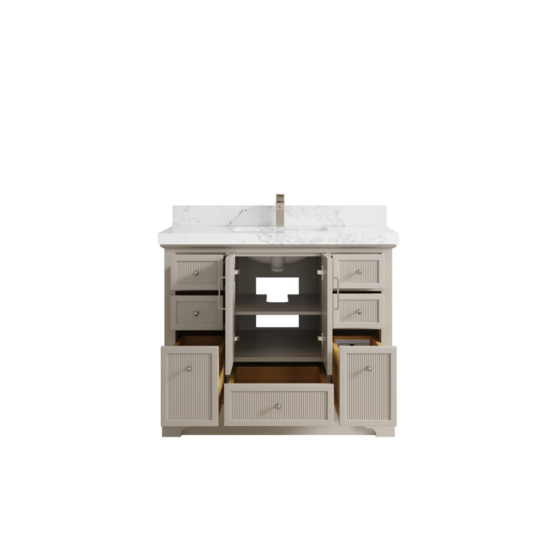 Alys 42'' Single Bathroom Vanity with Quartz Top, Calacatta Nuvo