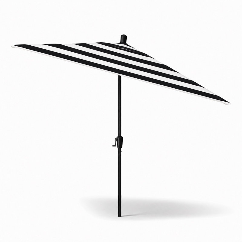 Parasol de marché 8,7 pi x 78 po Wcizorek, Bronze antique, Rayures noires Sunbrella®