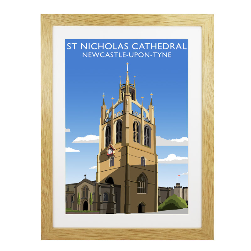 'Richmond Castle' 1 Piece Wall Art, 43.5 cm H x 33.5 cm W x 2.2 cm D, Oak Wood Frame