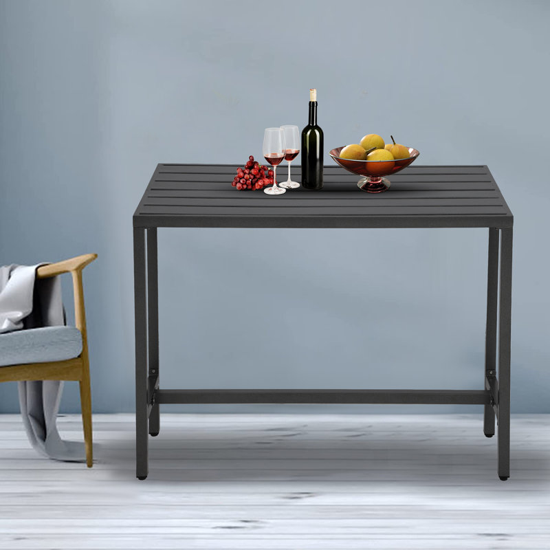 Counter Height 36.97'' Iron Bar Table, 24" W x 46.8" L, Black