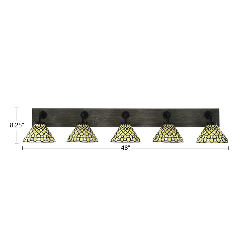 Barre d'éclairage de salle de bain 5 lumières Oxbridge, Noir mat / gris vieilli