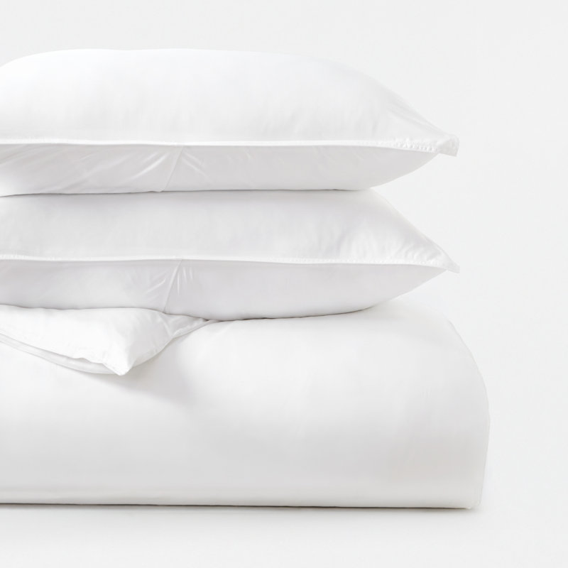 Ensemble de housse de couette et taies décoratives 100% rayonne de bambou, Simple / simple TG, Blanc