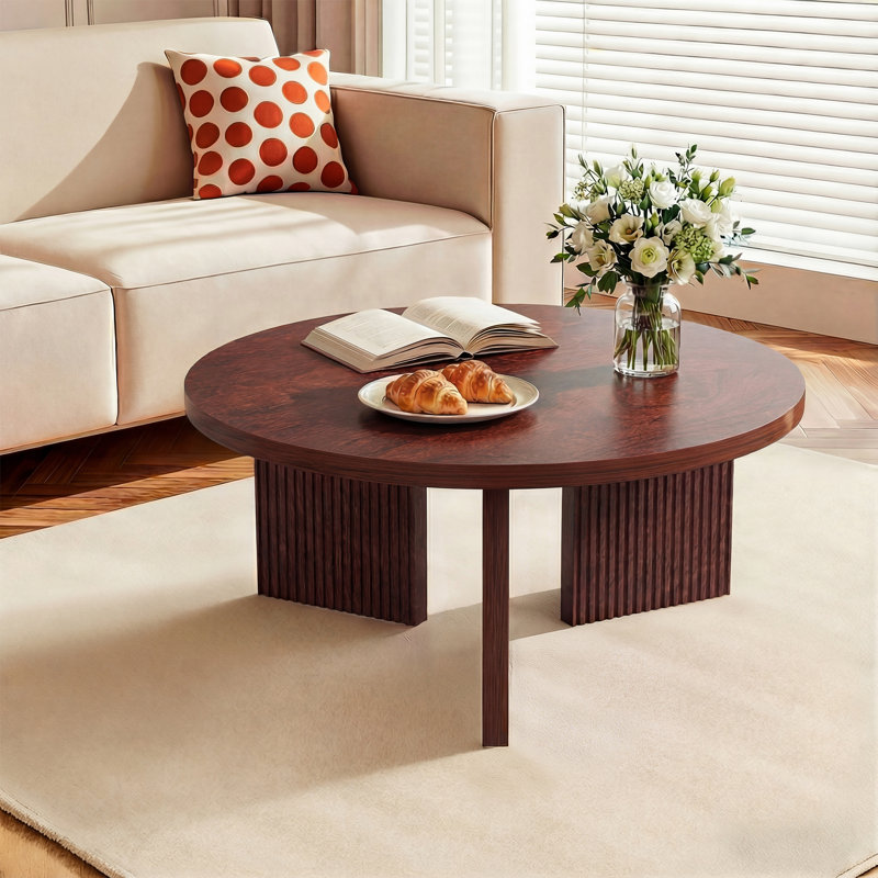 Mid-Century Modern Round Coffee Table, Red