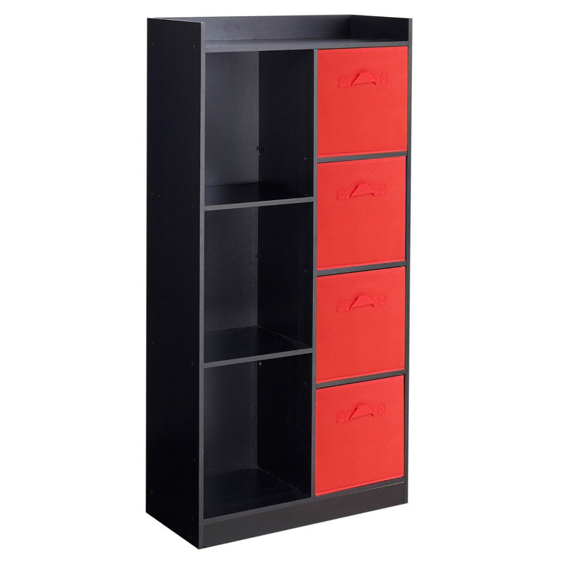 Samee 128cm H x 62.5cm W Cube Bookcase, Black/Red