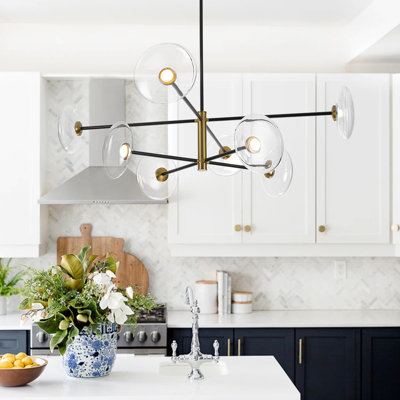 8 - Light X-shape Tiered Sputnik Design Glass Linear Led Chandelier