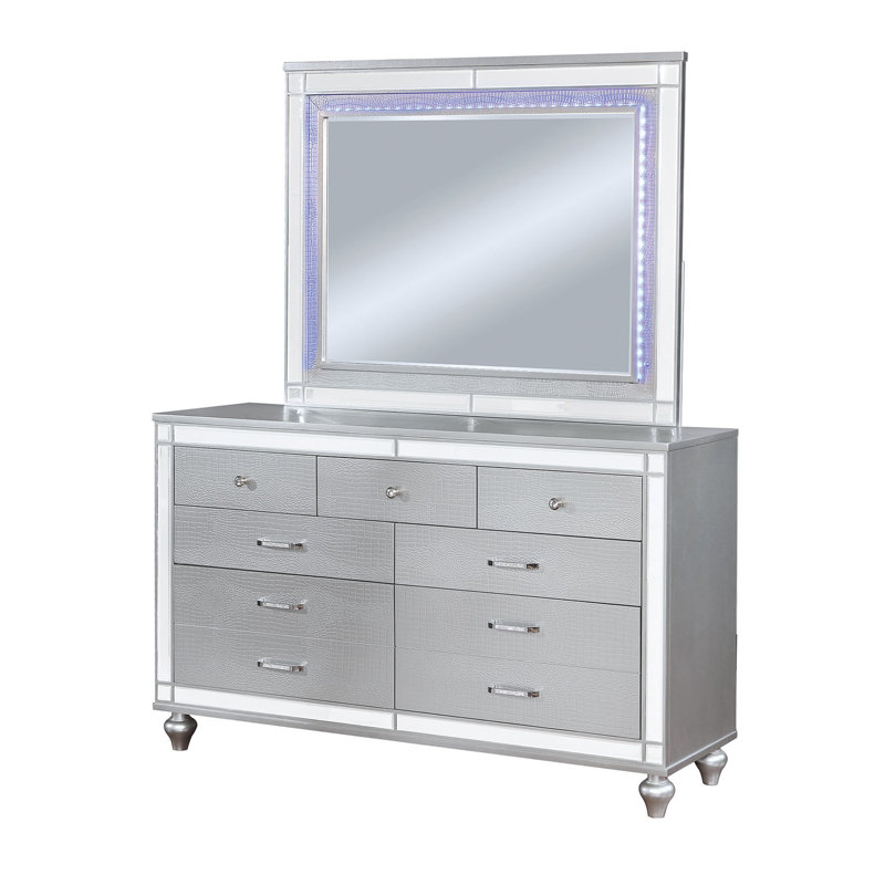 Haxby 62'' W 9 - Drawer Dresser, Silver