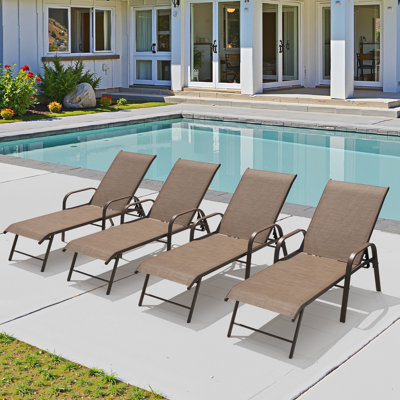 Chaise longue inclinable d'extérieur en aluminium