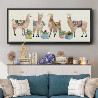 «Llama Party», toile encadrée