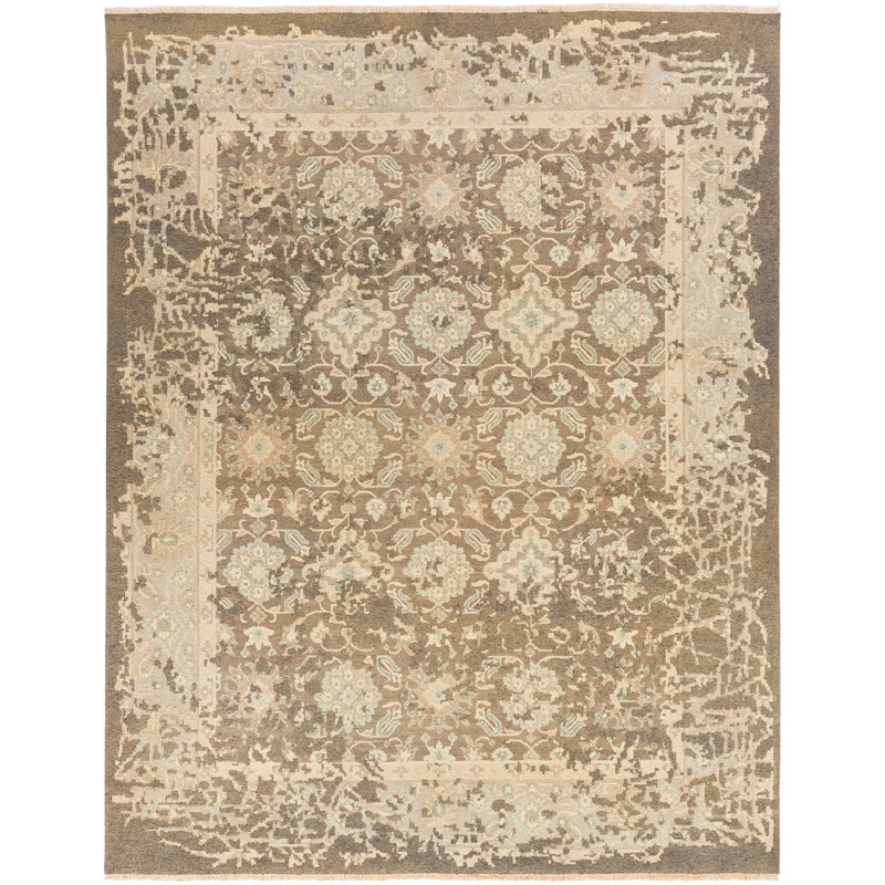 Adrien Hand-Knotted Wool/Cotton Beige Area Rug, Rectangle 2' x 3'