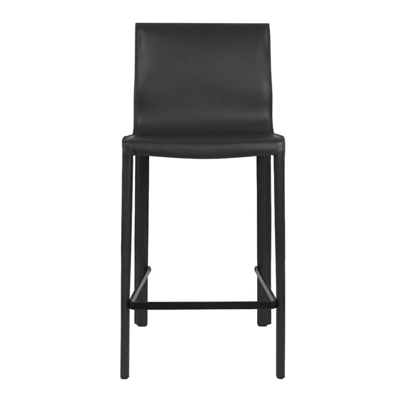 Upholstered Counter Stool with Metal Frame, Black