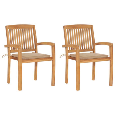 Chaise de patio en teck avec coussins West Boylston