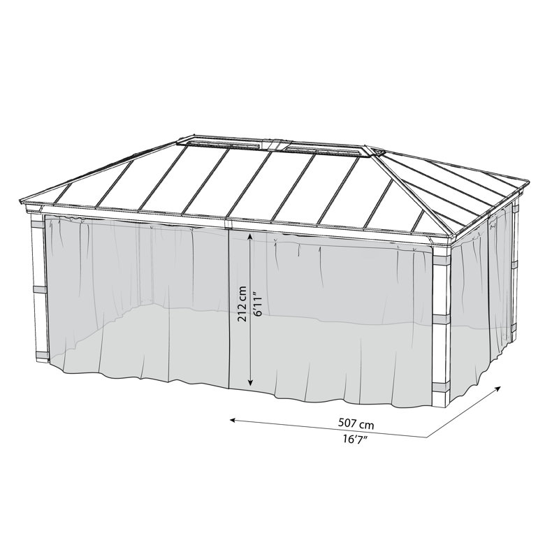 Gazebo Screen, 212cm H x 507cm W x 212cm D
