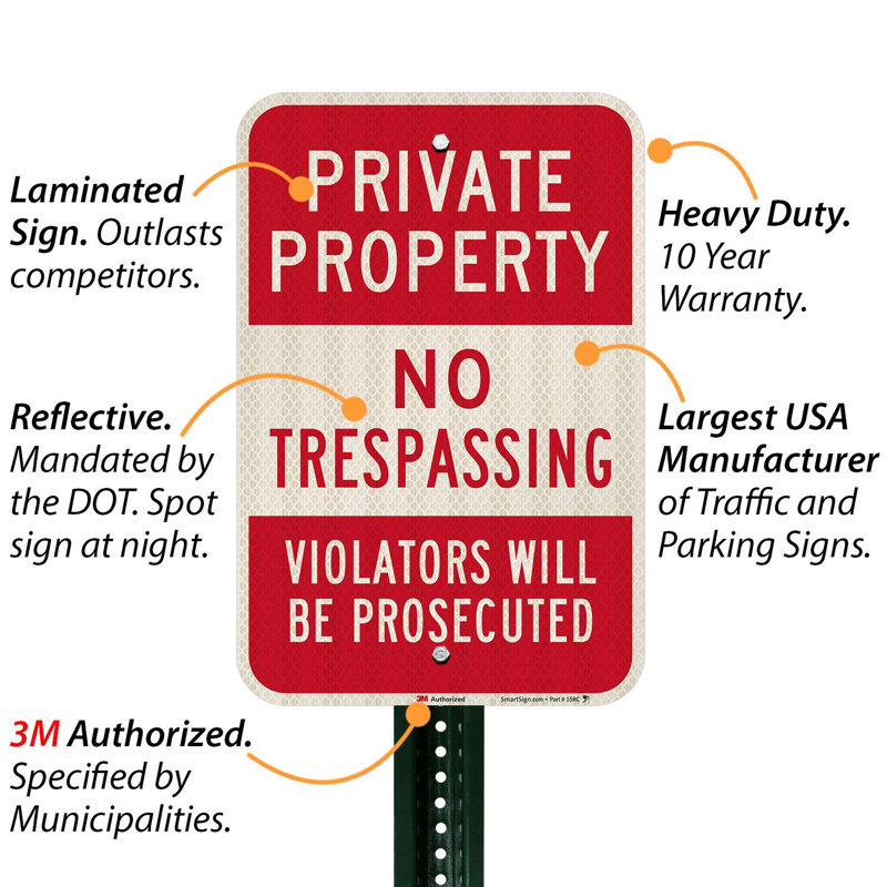 Private Property No Trespassing Violators Prosecuted High-Intensity Reflective Aluminum Sign