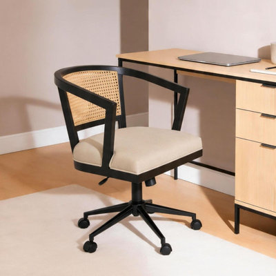 Velvet Rattan Swivel Office Chair