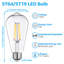 Ampoules Edison ST64 à DEL, intensité variable, blanc doux 2700 K, base E26 / E27, homologué UL
