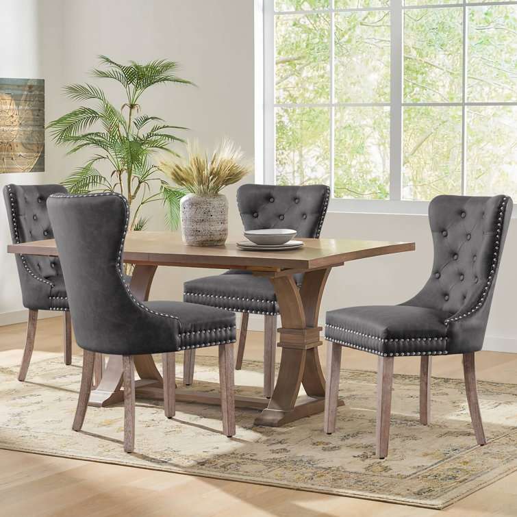 Subrtex(Set of 2)Faux Leather Upholstered Button Nailhead Wingback Dining  Chair - On Sale - Bed Bath & Beyond - 37185923