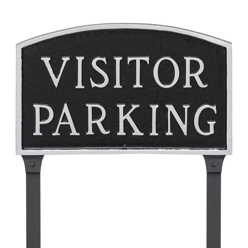 Enseigne de jardin de l’état du parking visiteur, Noir / argent