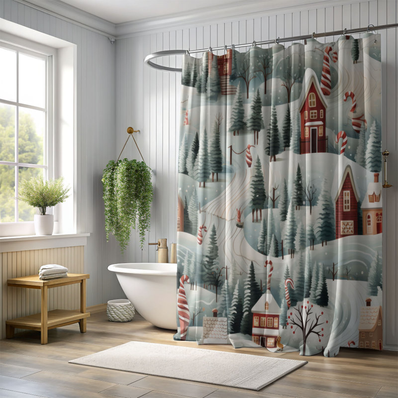 Candy Route - Premium Shower Curtain, 74"H x 71"W