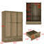 Armoire penderie en rotin 3 portes avec 6 tablettes, 3 tiroirs et tringle