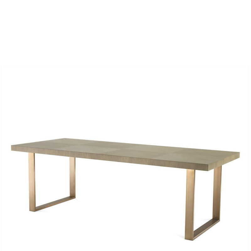 Table de salle à manger en chêne massif, Chêne brun / laiton brossé, L 45,2756 po x L 118,112 po