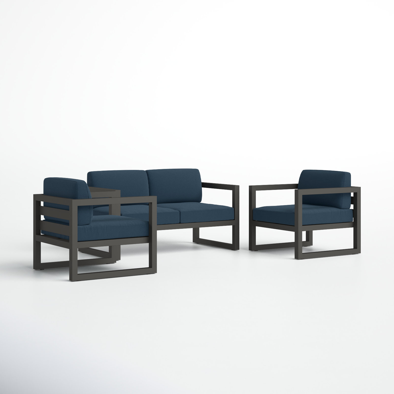 Smith 58" Sunbrella® Patio Sectional Set, Spectrum Indigo, Slate