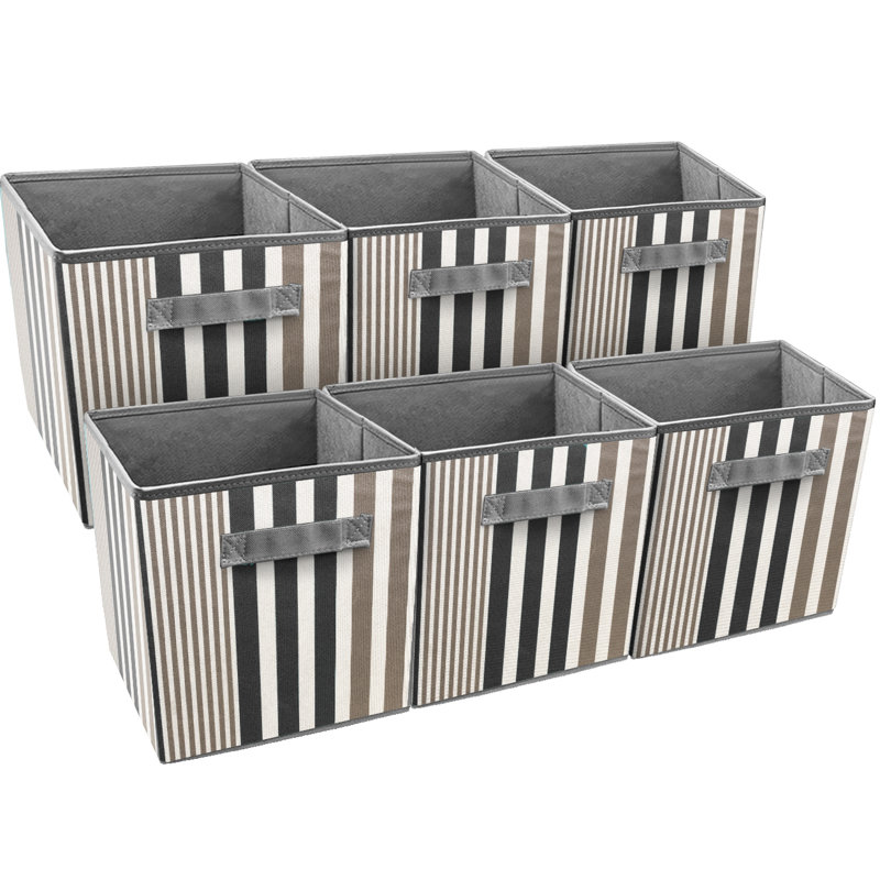Sorbus 11" Foldable Fabric Storage Cube Bins with Handles, Gray/Black
