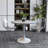 Kristifer Round Dining Table with Resin Top and White Stainless Steel Pedestal Base Kitchen Table - Seats 2-6 Person for Kitchen, Dining Room, Cafes-2100963250