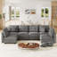 Canapé modulaire convertible 6 places en velours côtelé avec rangement, 4 coussins de dossier et 6 coussins décoratifs-1530469218