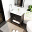 Meuble-lavabo avec poignée dorée. 30 po, châtaignier noir, 2 tiroirs. Évier de meuble-lavabo en céramique fabriqué en céramique 30 po. Tiroirs, matériau