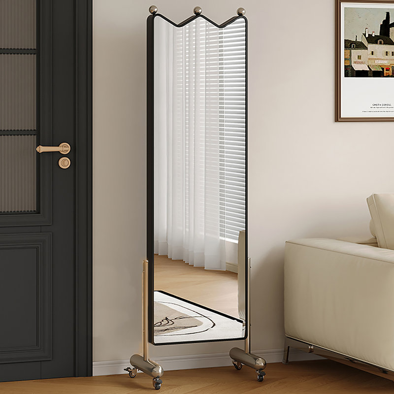 Medieval Style Iron Frame Rotating Wall-Mounted Mirror With Shelves