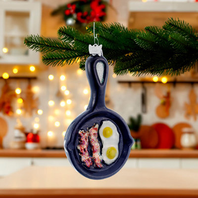 Kurt Adler Noble Gems Glass Ornament for Christmas Tree, Frying Pan