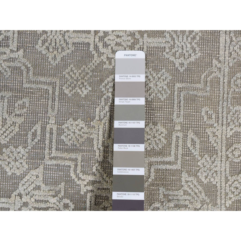 Tapis gris en laine noué à la main 8 pi 10 po x 12 pi C01D86BE1C2443F396E9E334BA9D7662