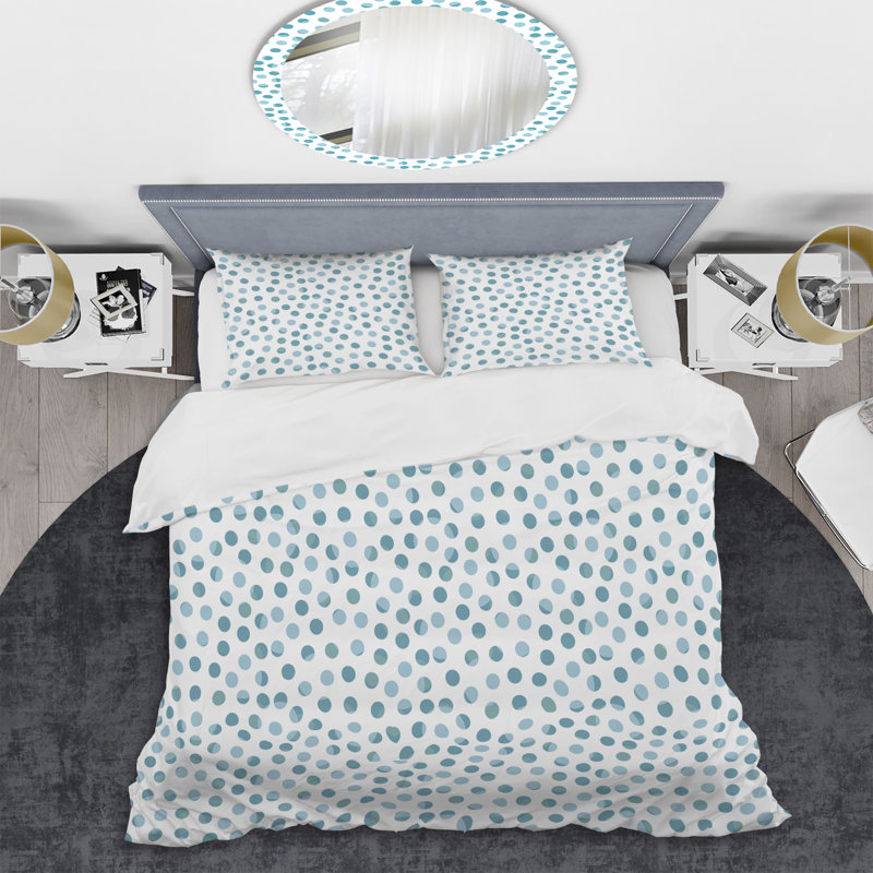 Ensemble de housse de couette 2 pièces Green Circle Dots, Housse de couette simple + 1 taie décorative stan