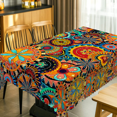 Washable Bohemian Abstract Floral Pattern Tablecloth