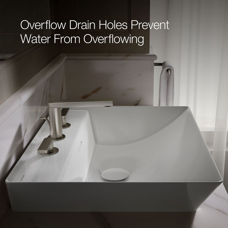 Brazn Rectangle Vessel Bathroom Sink, White, White, 4" Centers