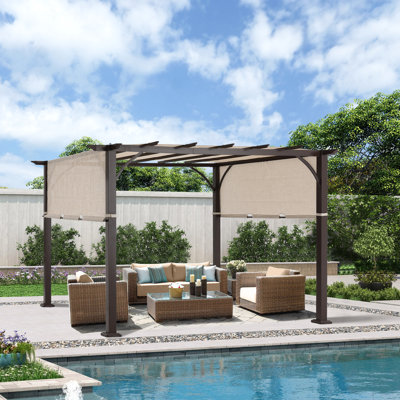 12 Ft. W X 10 Ft. D Steel Pergola With Canopy