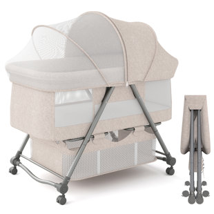 Baby Bedside Sleeper, Cosleeping Baby Bed with Adjustable Height, Extra  Storage and Integrated Wheels. Bassinets for Newborn Babies - Dark Gray