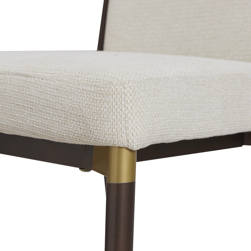Tabouret de comptoir rembourré en fer Blondell, Coussin beige / structure brune