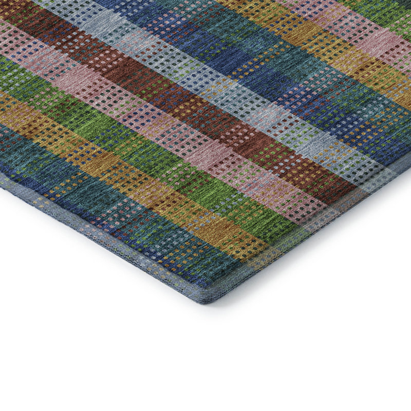 Premium Machine Washable Prisco Navy Rug, Rectangle 8' x 10'