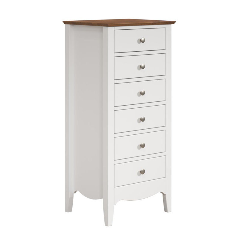 Delrick 6 Drawer 50Cm W Tallboy, White/Brown