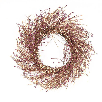 24" Handcrafted Twig, Berry Thanksgiving Wreath