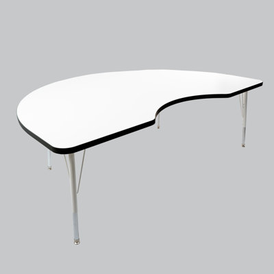 48" x 72" Kidney Thermofused Activity Table with Adjustable Standard Swivel Glide Legs