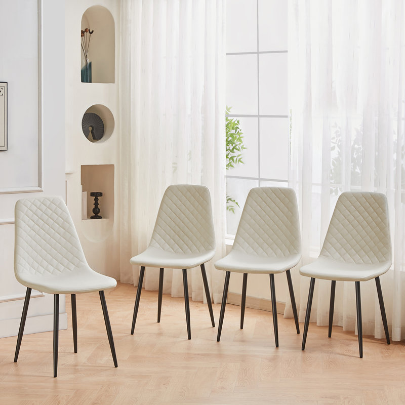 Walpole Modern Upholstered Faux Leather Dining Chair, Cream