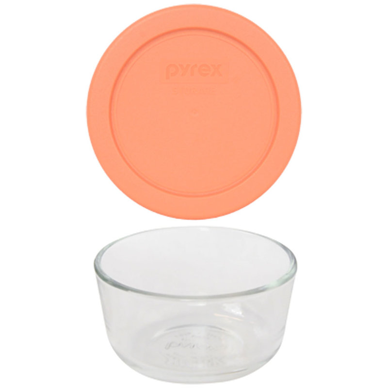 (1) bol en verre de 1 tasse Pyrex (1) et (1) couvercle en verre de 1 tasse 7202-PC, Bahama orange coucher de soleil
