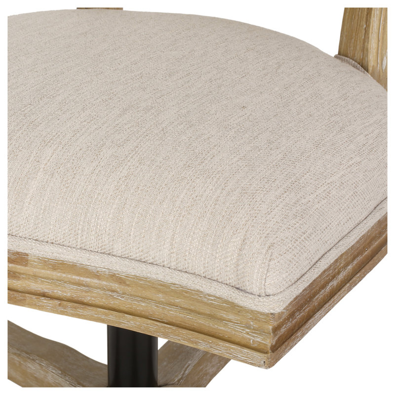 Chaise de bureau pivotante d'inspiration française avec structure en bois vieilli beige